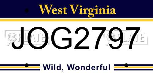 JOG2797 West Virginia License Plate
