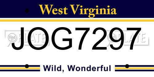 JOG7297 West Virginia License Plate