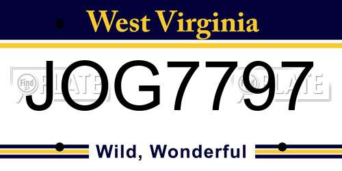 JOG7797 West Virginia License Plate