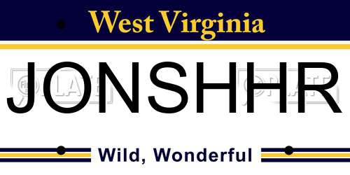 JONSHHR West Virginia License Plate