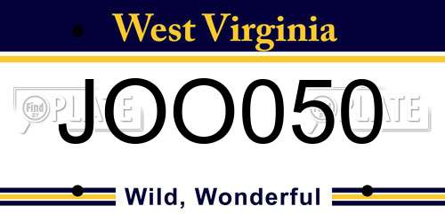JOO050 West Virginia License Plate