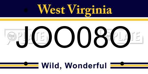 JOO08O West Virginia License Plate