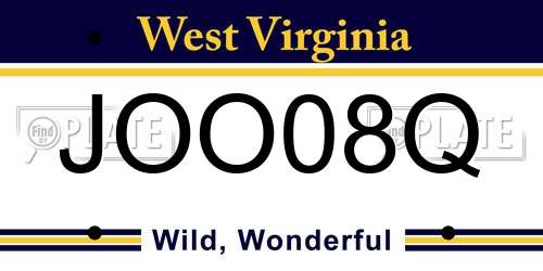 JOO08Q West Virginia License Plate