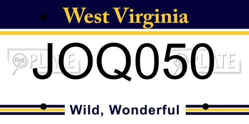 JOQ050 West Virginia License Plate