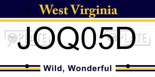 JOQ05D West Virginia License Plate