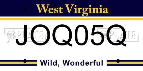 JOQ05Q West Virginia License Plate