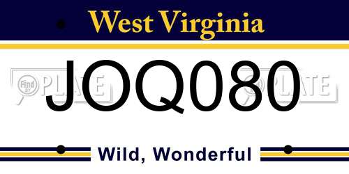 JOQ080 West Virginia License Plate