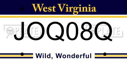JOQ08Q West Virginia License Plate