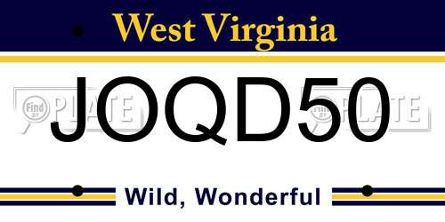 JOQD50 West Virginia License Plate