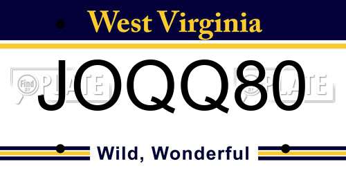 JOQQ80 West Virginia License Plate