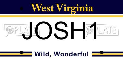 JOSH1 West Virginia License Plate