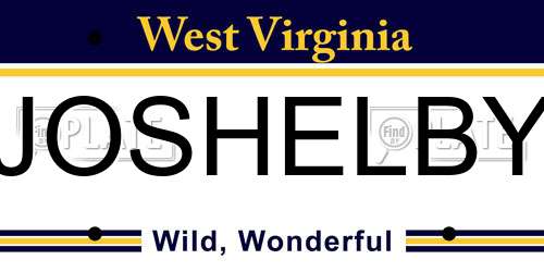 JOSHELBY West Virginia License Plate