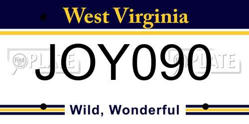 JOY090 West Virginia License Plate