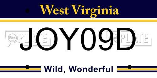 JOY09D West Virginia License Plate