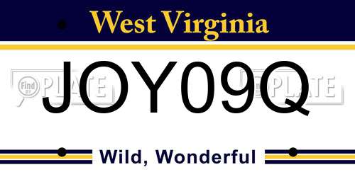 JOY09Q West Virginia License Plate