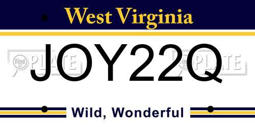 JOY22Q West Virginia License Plate