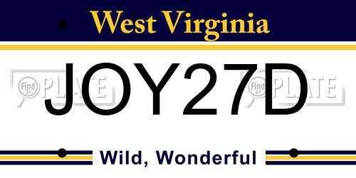 JOY27D West Virginia License Plate