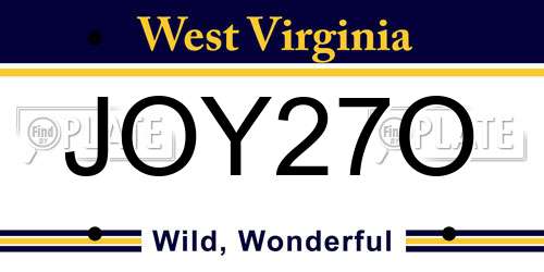 JOY27O West Virginia License Plate