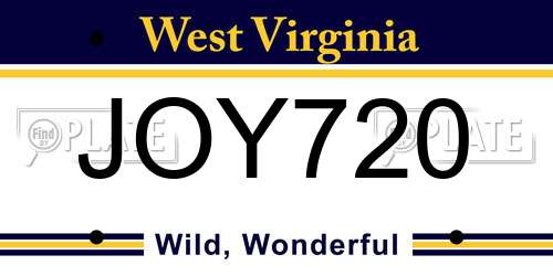 JOY720 West Virginia License Plate