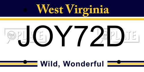 JOY72D West Virginia License Plate