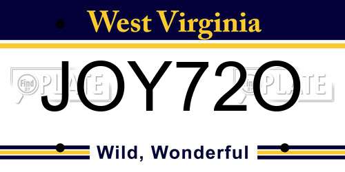 JOY72O West Virginia License Plate