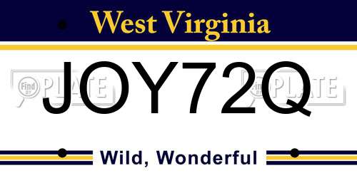 JOY72Q West Virginia License Plate