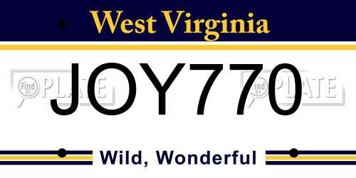 JOY770 West Virginia License Plate