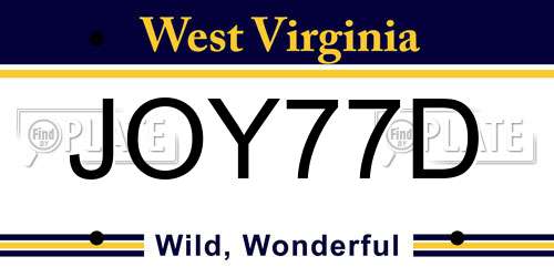 JOY77D West Virginia License Plate