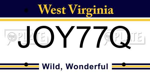 JOY77Q West Virginia License Plate