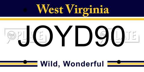 JOYD90 West Virginia License Plate