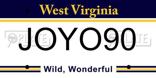 JOYO90 West Virginia License Plate