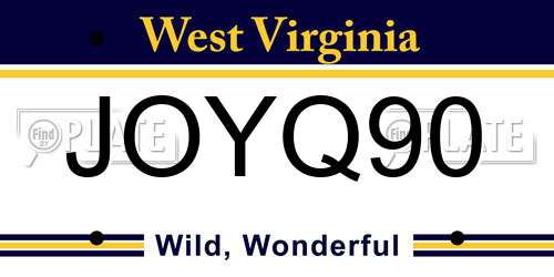 JOYQ90 West Virginia License Plate