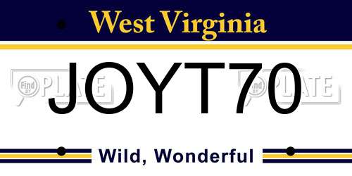JOYT70 West Virginia License Plate