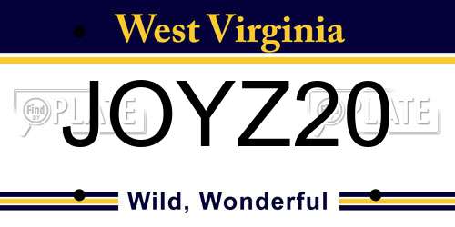 JOYZ20 West Virginia License Plate