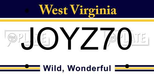 JOYZ70 West Virginia License Plate