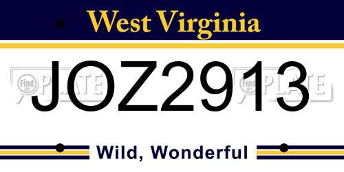 JOZ2913 West Virginia License Plate