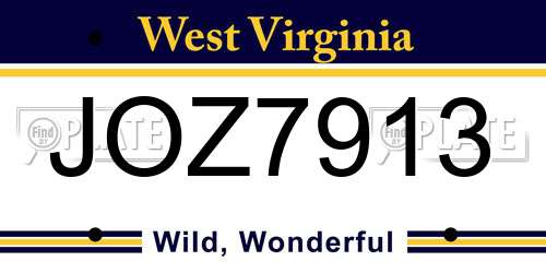 JOZ7913 West Virginia License Plate