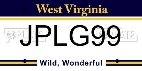 JPLG99 West Virginia License Plate