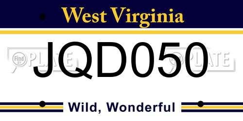 JQD050 West Virginia License Plate