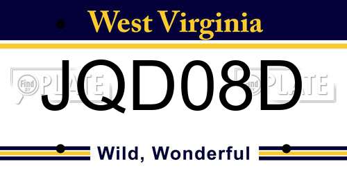 JQD08D West Virginia License Plate