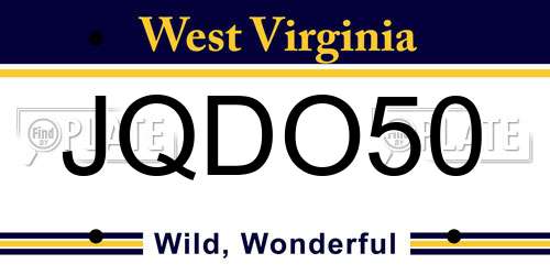 JQDO50 West Virginia License Plate