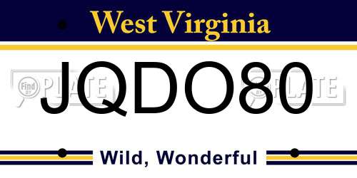 JQDO80 West Virginia License Plate