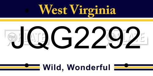 JQG2292 West Virginia License Plate
