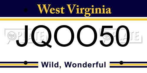 JQOO50 West Virginia License Plate