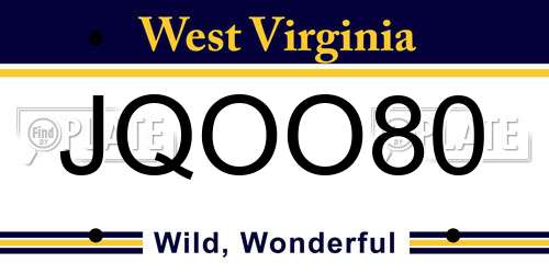 JQOO80 West Virginia License Plate