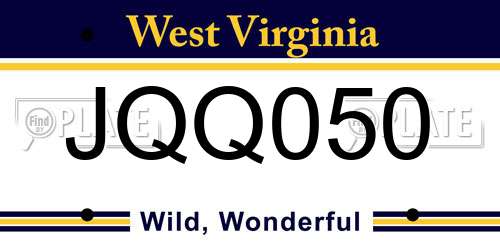 JQQ050 West Virginia License Plate