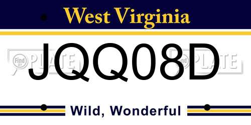 JQQ08D West Virginia License Plate