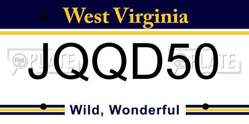 JQQD50 West Virginia License Plate