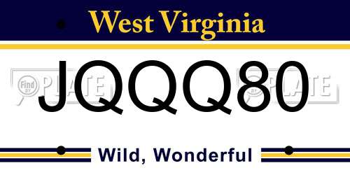 JQQQ80 West Virginia License Plate