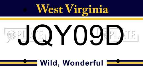 JQY09D West Virginia License Plate